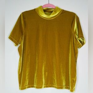 Madewell Gold Velvet Turtleneck Top